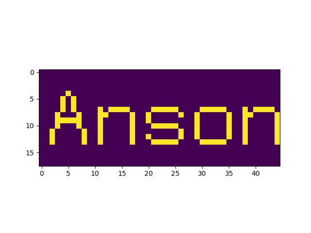 Example of code output that reads Anson.